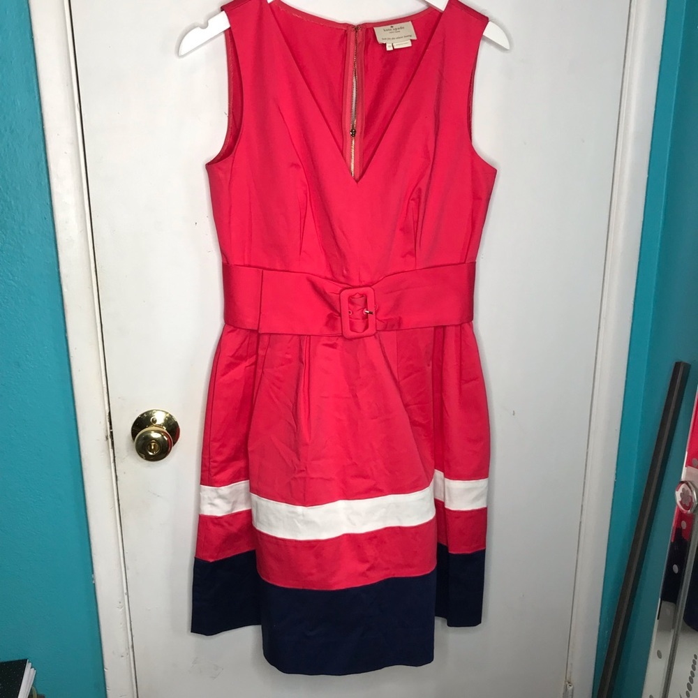 Kate Spade Red and Navy Midi Dress